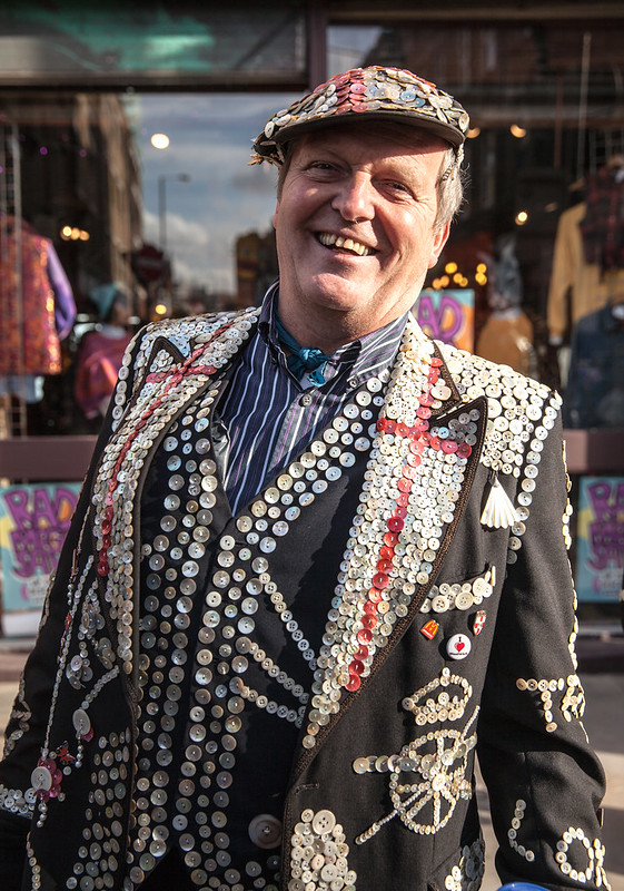 Modern day pearlie suit with mother of pearl buttons