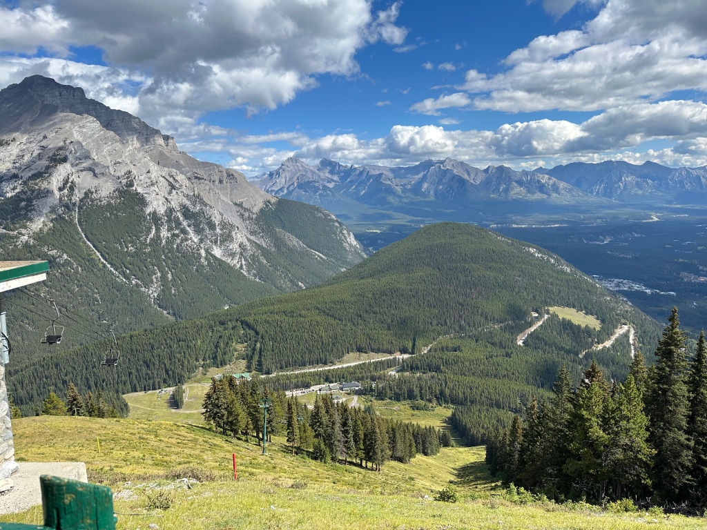 Scenic view of forests and mountains in the Canadian Rockies