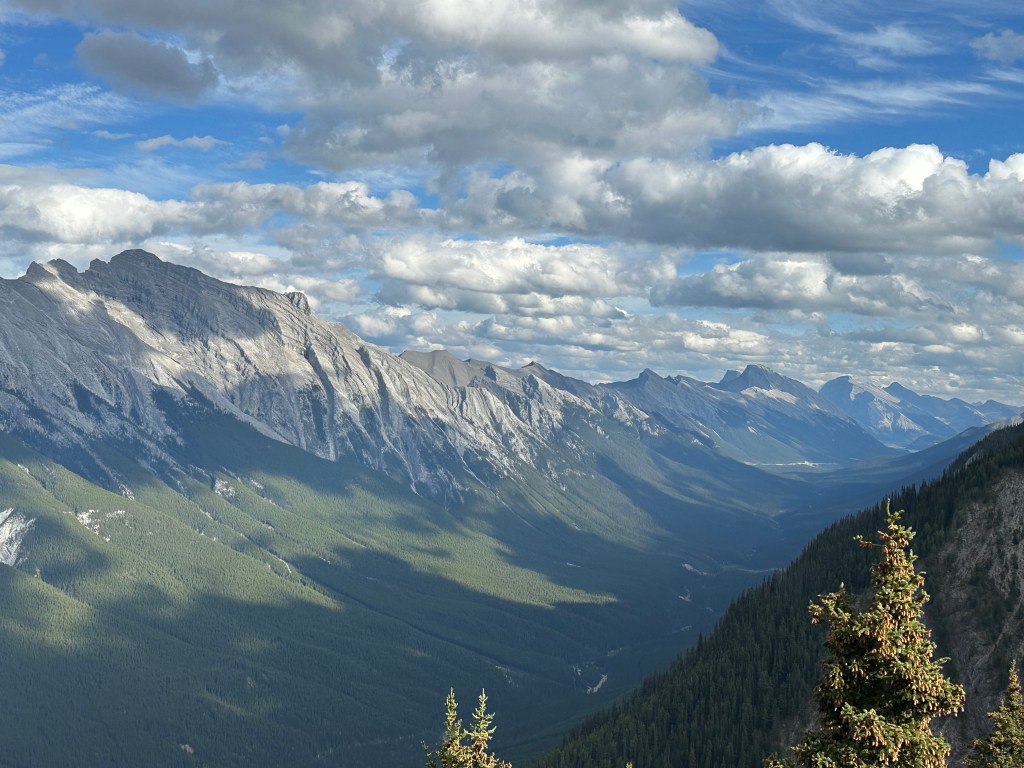 Mountain range above a valley