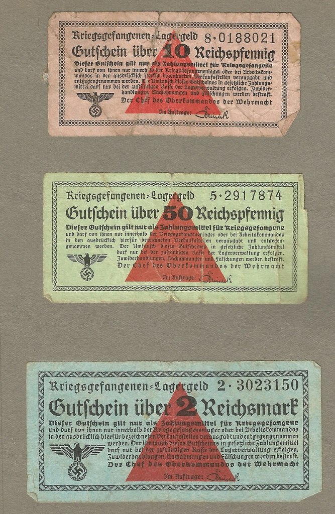 Examples of German WW2 prison camp money