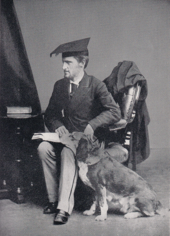 Studio portrait of William Augustus Brevoort Coolidge at Oxford with his beloved dog 'Tschingel'